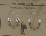 9ct Yellow Gold Sleepers Hinged Facet Earrings Plain 12mm *Free Post In Oz