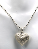 Genuine Sterling Silver 73cm Ball Necklace & Large Heart Pendant *Free post
