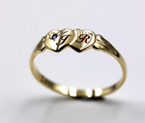 9ct 9k Yellow, Rose or White Gold Aust Blue Sapphire Double Heart Signet Ring plus engraving