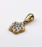 Kaedesigns Genuine Small 9ct Yellow Gold Flower Clover CZ Pendant -Free post