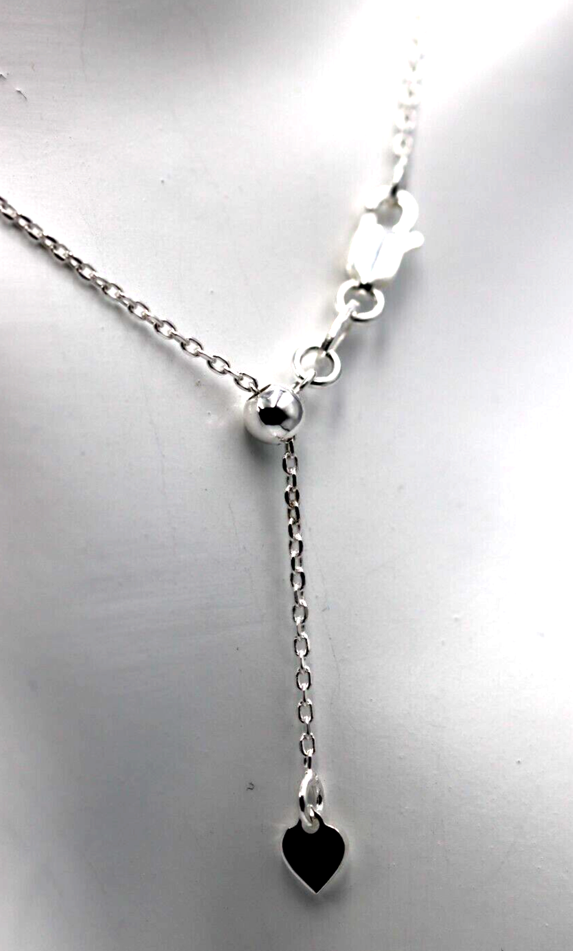 Genuine Sterling Silver 45cm or 58cm Slider Hanging Heart Necklace Chain