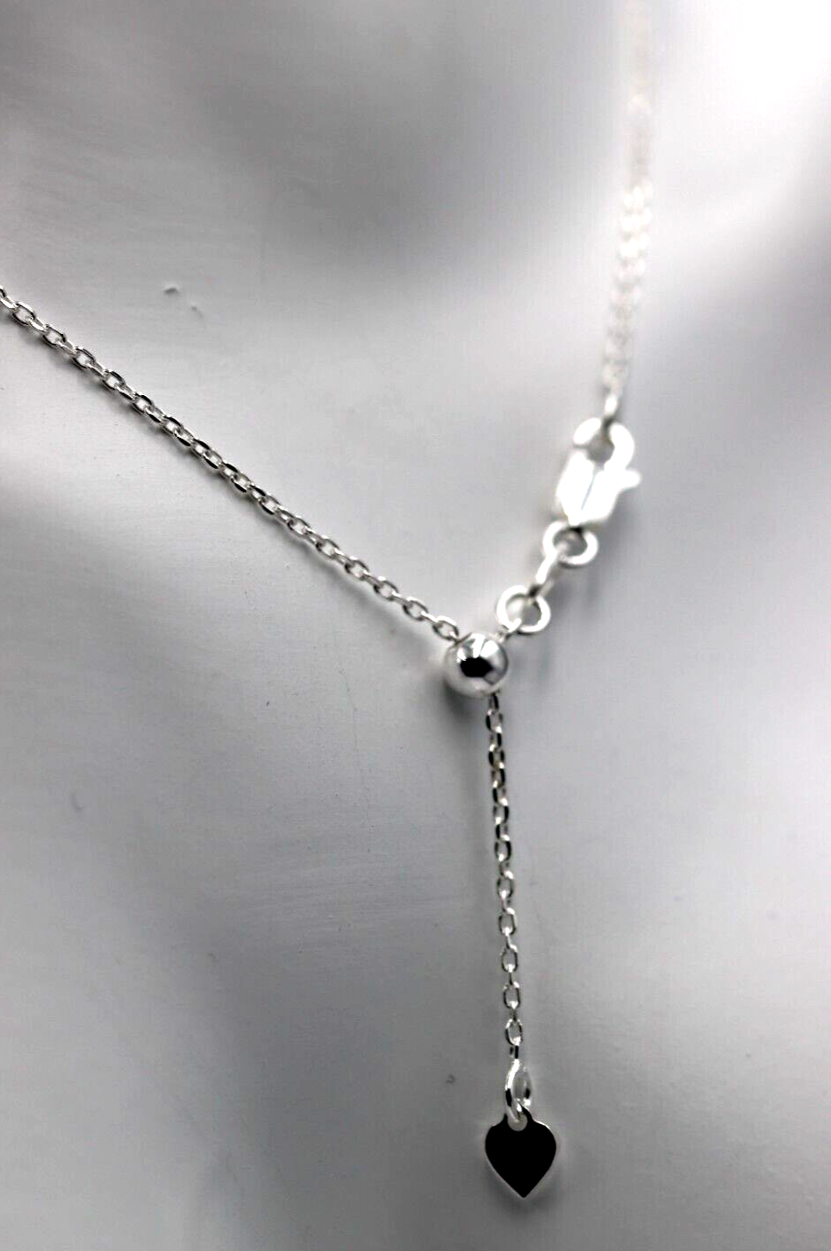 Genuine Sterling Silver 45cm or 58cm Slider Hanging Heart Necklace Chain