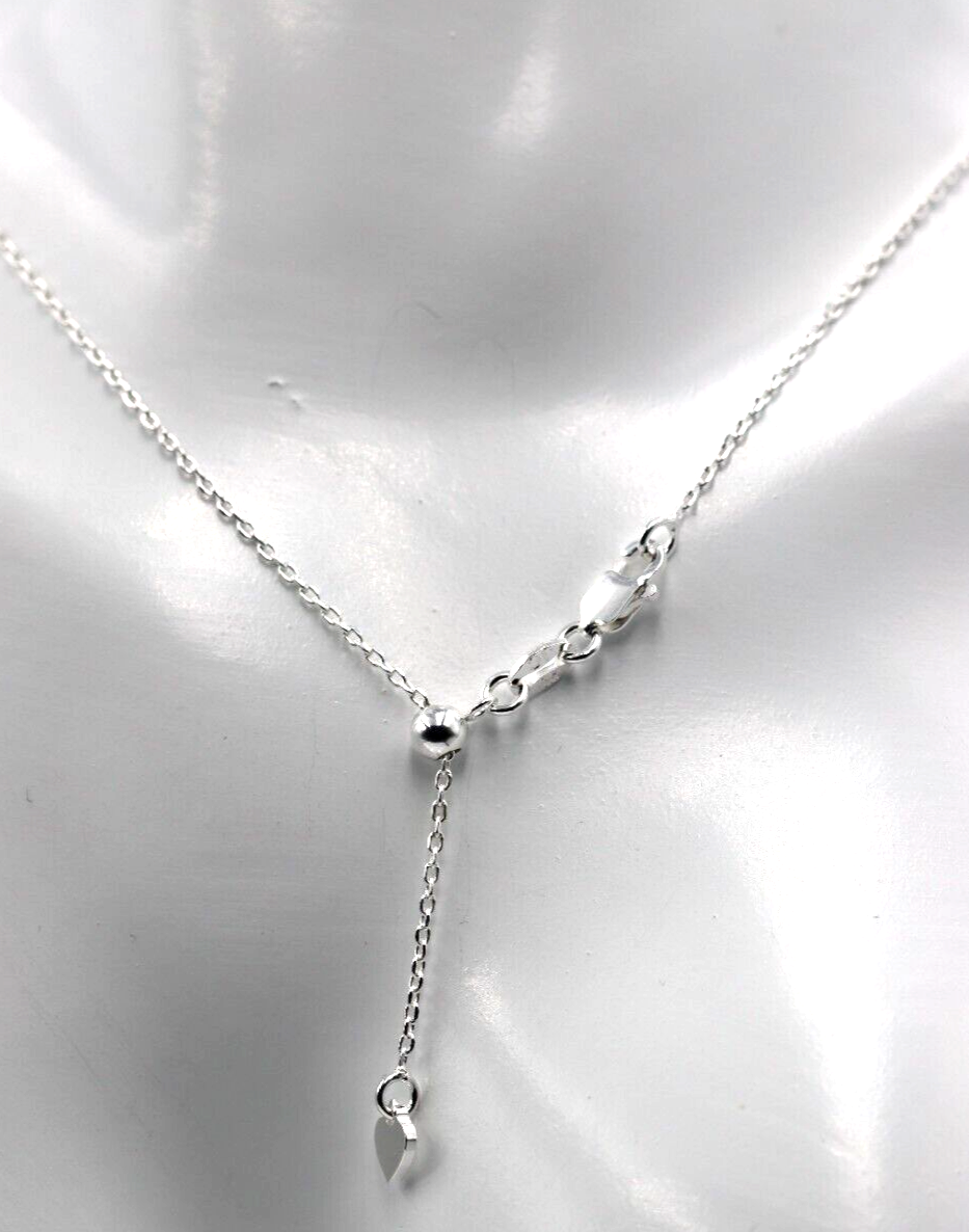 Genuine Sterling Silver 45cm or 58cm Slider Hanging Heart Necklace Chain