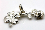 Sterling Silver 925 Lucky Four Leaf Clover & Rose Pendant / Charm - Free post