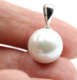 Genuine Sterling Silver 925 14mm Freshwater Shell Pearl Pendant