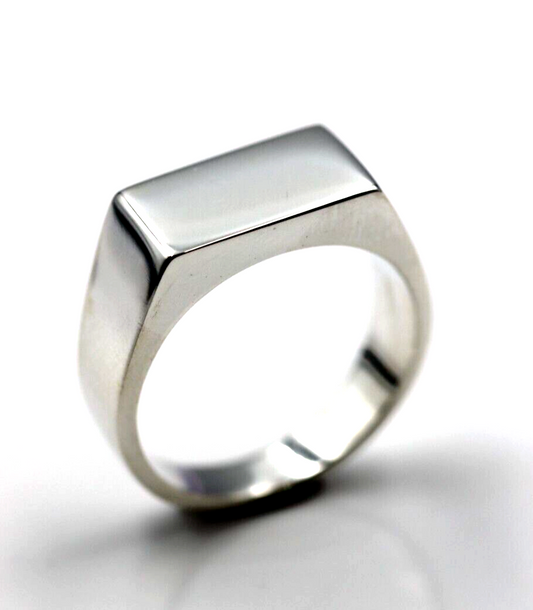 Genuine Sterling Silver 925 Rectangular Signet Ring 14mm x 7mm-  In your ring size