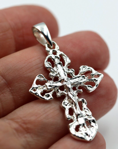 Genuine Sterling Silver 925 Armenian Crucifix Cross Pendant