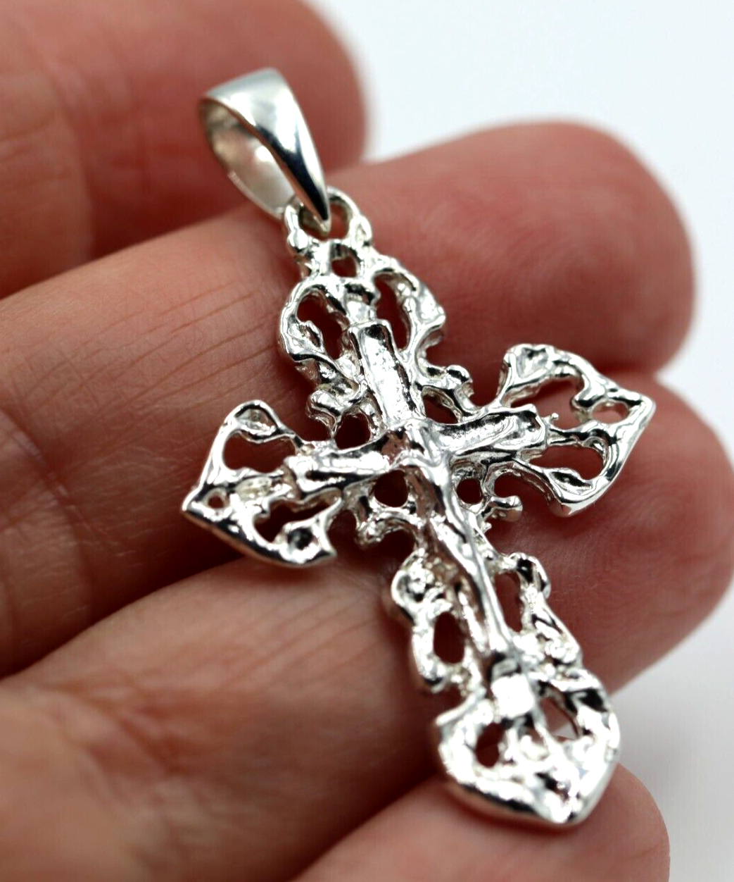 Genuine Sterling Silver 925 Armenian Crucifix Cross Pendant