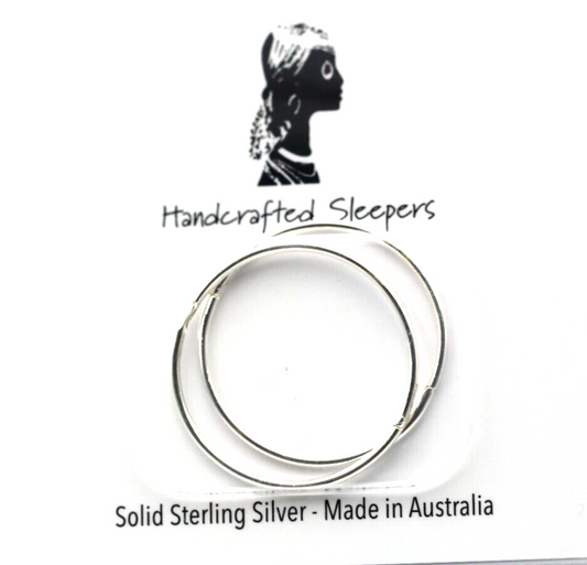 Genuine New Sterling Silver Sleepers Hinged Earrings Plain 22mm