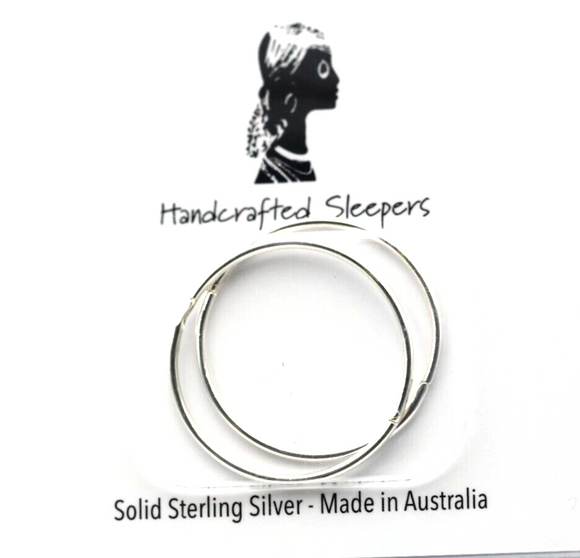 Genuine New Sterling Silver Sleepers Hinged Earrings Plain 23mm *Free post in oz