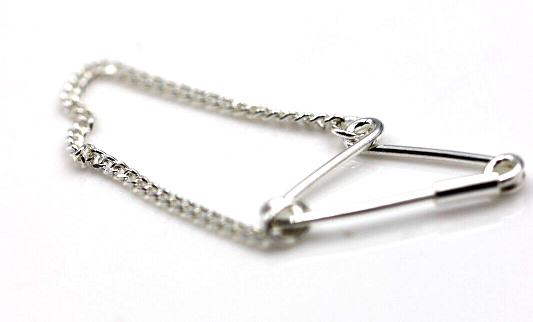 Genuine Sterling Silver Gold Plated or Sterling Silver Safety Chain Pin Polished