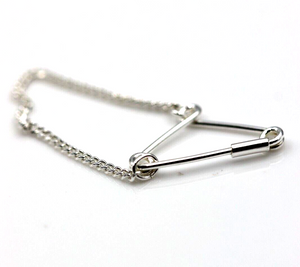 Genuine Sterling Silver Gold Plated or Sterling Silver Safety Chain Pin Polished