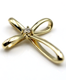 Genuine Solid 18ct 18kt 750 Yellow, Rose or White Gold 10pt Diamond Fancy Modern Cross Pendant