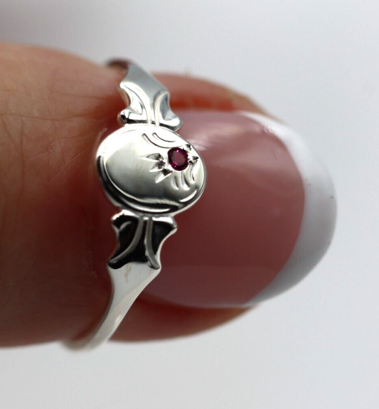 Genuine Size P Sterling Silver Oval CZ Ruby Signet Ring