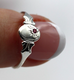 Genuine Size P Sterling Silver Oval CZ Ruby Signet Ring - Free post