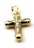Genuine 18ct 18kt 750 Yellow/White Gold Hollow Crucifix Cross Pendant-Free Post
