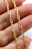 Genuine 60cm 18ct 750 Yellow Gold Paper Clip Chain Necklace -Free express post
