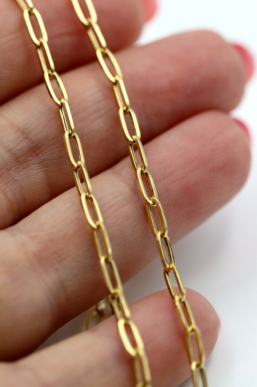 Genuine 60cm 18ct 750 Yellow Gold Paper Clip Chain Necklace -Free express post