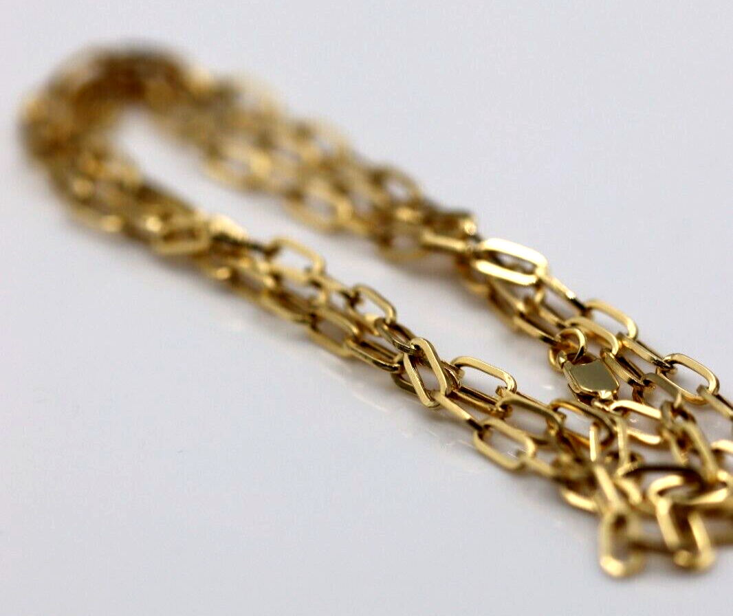 Genuine 60cm 18ct 750 Yellow Gold Paper Clip Chain Necklace -Free express post