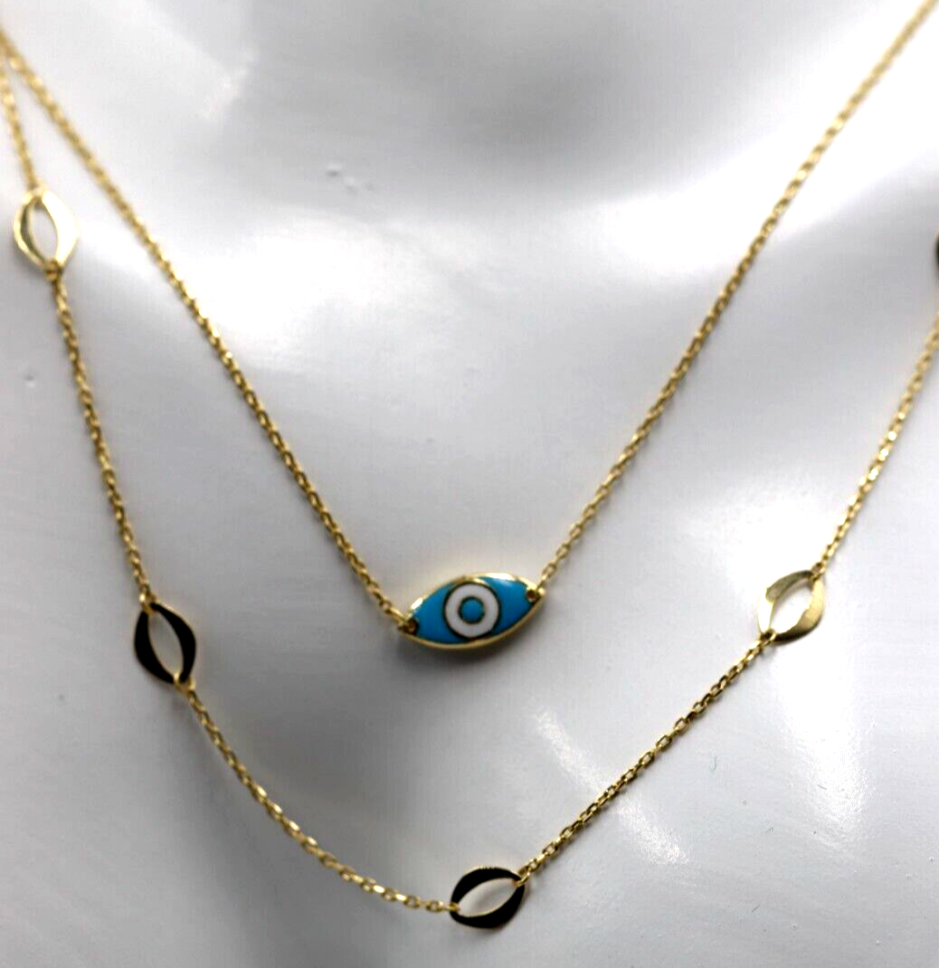 Genuine 18ct 750 Gold Yellow Gold Staker Greek Eye Necklace Chain 3.49g