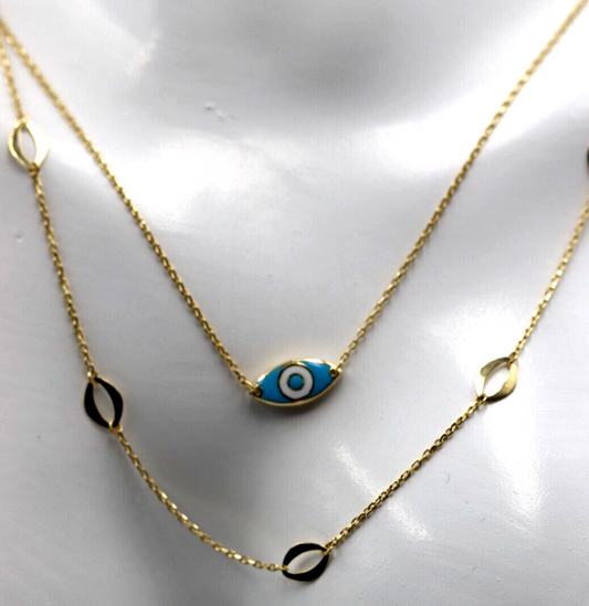 18ct 750 Gold Yellow Gold Staker Greek Eye Necklace Chain 3.49g - Free Post