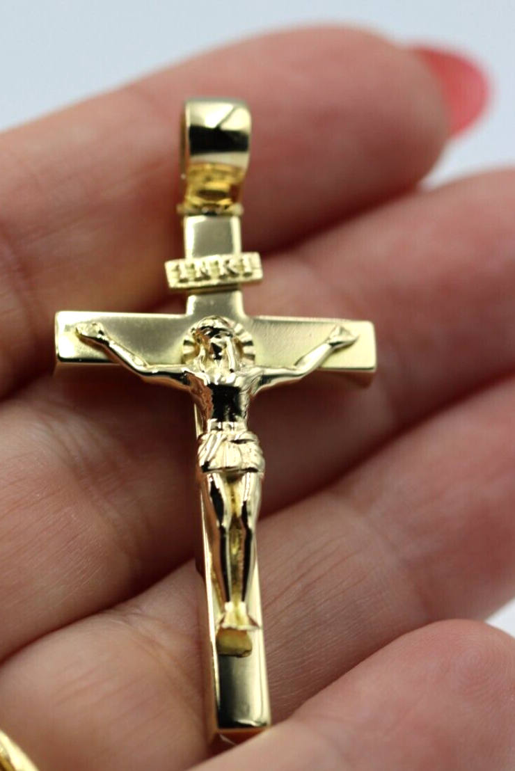 Kaedesigns New Genuine 18ct Yellow, Rose or White Gold Solid Heavy Crucifix Cross Pendant