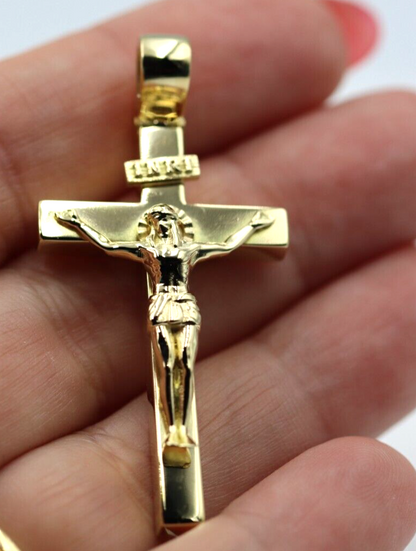 Kaedesigns New Genuine 18ct Yellow, Rose or White Gold Solid Heavy Crucifix Cross Pendant