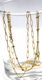46cm 18ct 750 Yellow Gold Paper Clip + Ball Chain Necklace Stackable -Free post