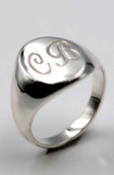 Genuine Heavy Solid Sterling Silver 925 Oval Men Signet Ring With Two Initial