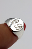 Genuine Heavy Solid Sterling Silver 925 Oval Men Signet Ring With Two Initial