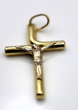 Genuine 18ct 18kt 750 Yellow Gold Hollow Crucifix Cross Pendant-Free Post