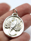 Genuine Sterling Silver 925 Large Solid Oval Scorpion Pendant *Free Express Post