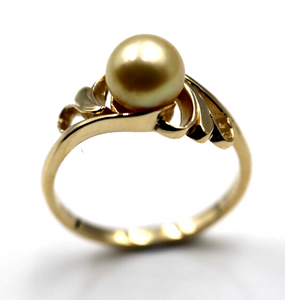 Size N Genuine New 9ct Yellow Gold 7mm Pearl Ring *Free Express Post In Oz