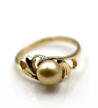 Size N Genuine New 9ct Yellow Gold 7mm Pearl Ring *Free Express Post In Oz