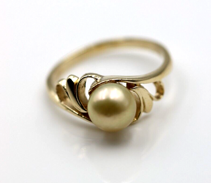 Size N Genuine New 9ct Yellow Gold 7mm Pearl Ring *Free Express Post In Oz