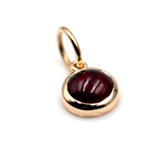 Genuine 9ct 9k Yellow, Rose or White Gold Cabochon Garnet Pendant / Charm