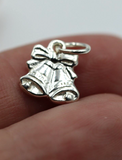Genuine Sterling Silver 925 Christmas Bells Pendant Or Charm *Free Post In Oz