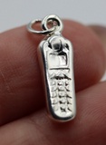 Sterling Silver 925 Solid 3D Mobile Cell Phone Telephone Pendant