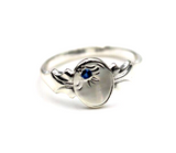 Genuine Size F Sterling Silver Oval Blue Spinel Signet Ring - Free post