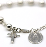 Genuine 9ct Yellow, Rose or White Gold 6mm Ball Rosary Bead Bracelet 21cm Long Mary Miraculous Pendant