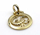 Genuine New 12mm Sterling Silver 925 or 9ct Yellow Gold Pendant / Charm - Scorpio
