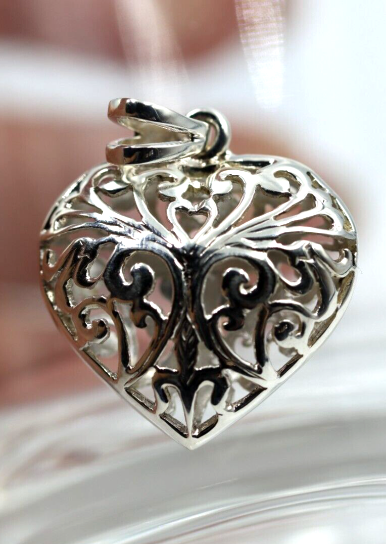 Kaedesigns Genuine New Sterling Silver Filigree Heart Pendant