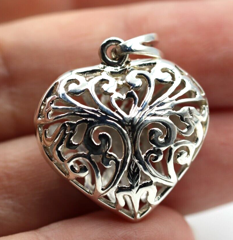 Kaedesigns Genuine New Sterling Silver Filigree Heart Pendant