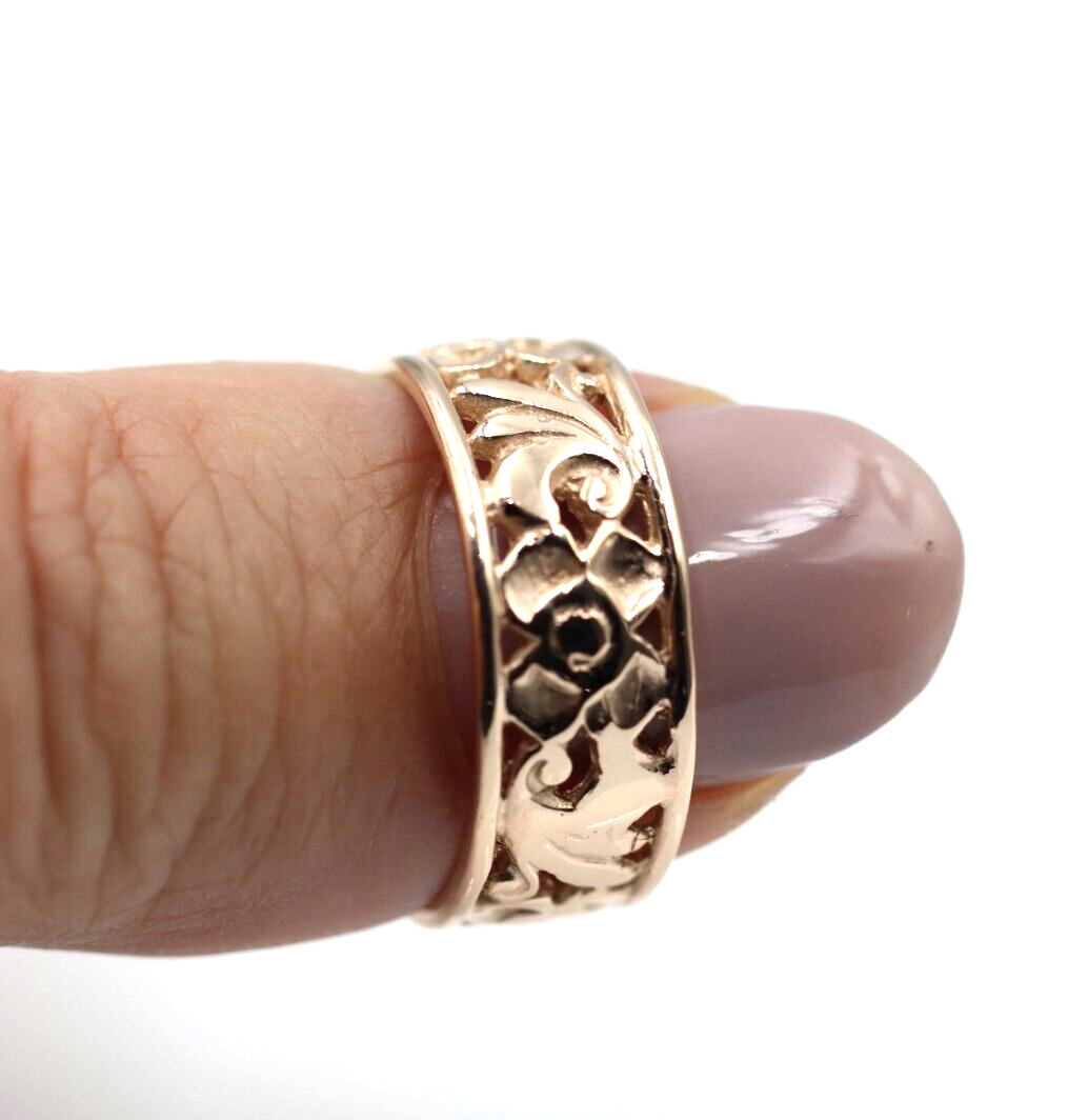 Size Q Genuine Full Solid 375 9ct 9kt Yellow, Rose or White Gold Filigree Ring