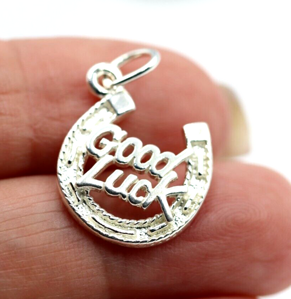 Sterling Silver 925 Lucky Good Luck Horseshoe Pendant Charm -Free post