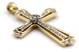 New Genuine 9ct 375 Yellow Gold 43 Diamond Cross Pendant -Free express post