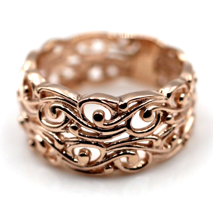 Kaedesigns New 9ct 375 Wide Rose Gold Wide Flower Filigree Ring - Choose your size