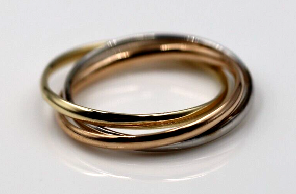 Size U Solid 2mm 9ct Yellow, White, Rose Gold Russian Wedding Ring Bands