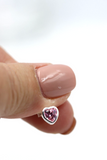 Genuine Sterling Silver 925 7mm Pink Cubic Heart Stud Earrings - Free Post
