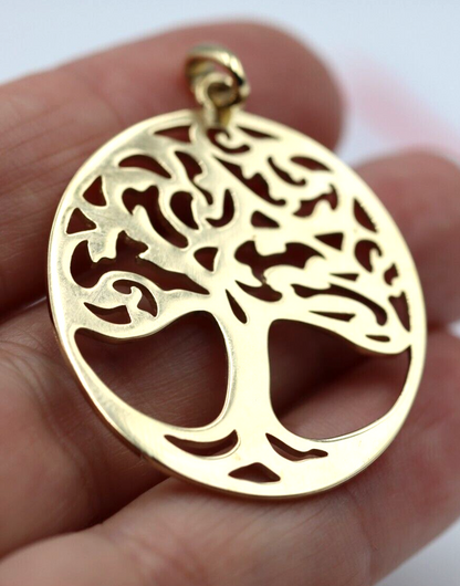 Genuine 9ct 9k Yellow Gold Oval Filigree Tree Of Life Pendant -Free Express Post